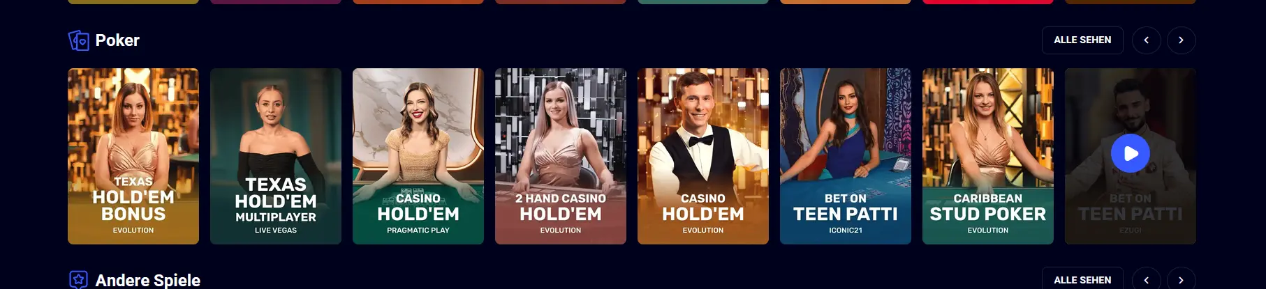 Live-Poker-Tische bei Jet4Bet mit Casino Hold'em und Teen Patti